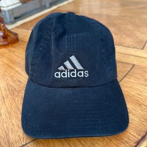 Adidas Climalite Black Cotton Twill Baseball Style Cap with Gray Adidas Logo